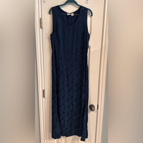 Merona Sleeveless Floral Embroidered Maxi Dress Vintage Navy Women’s XL Summer - Picture 1 of 7